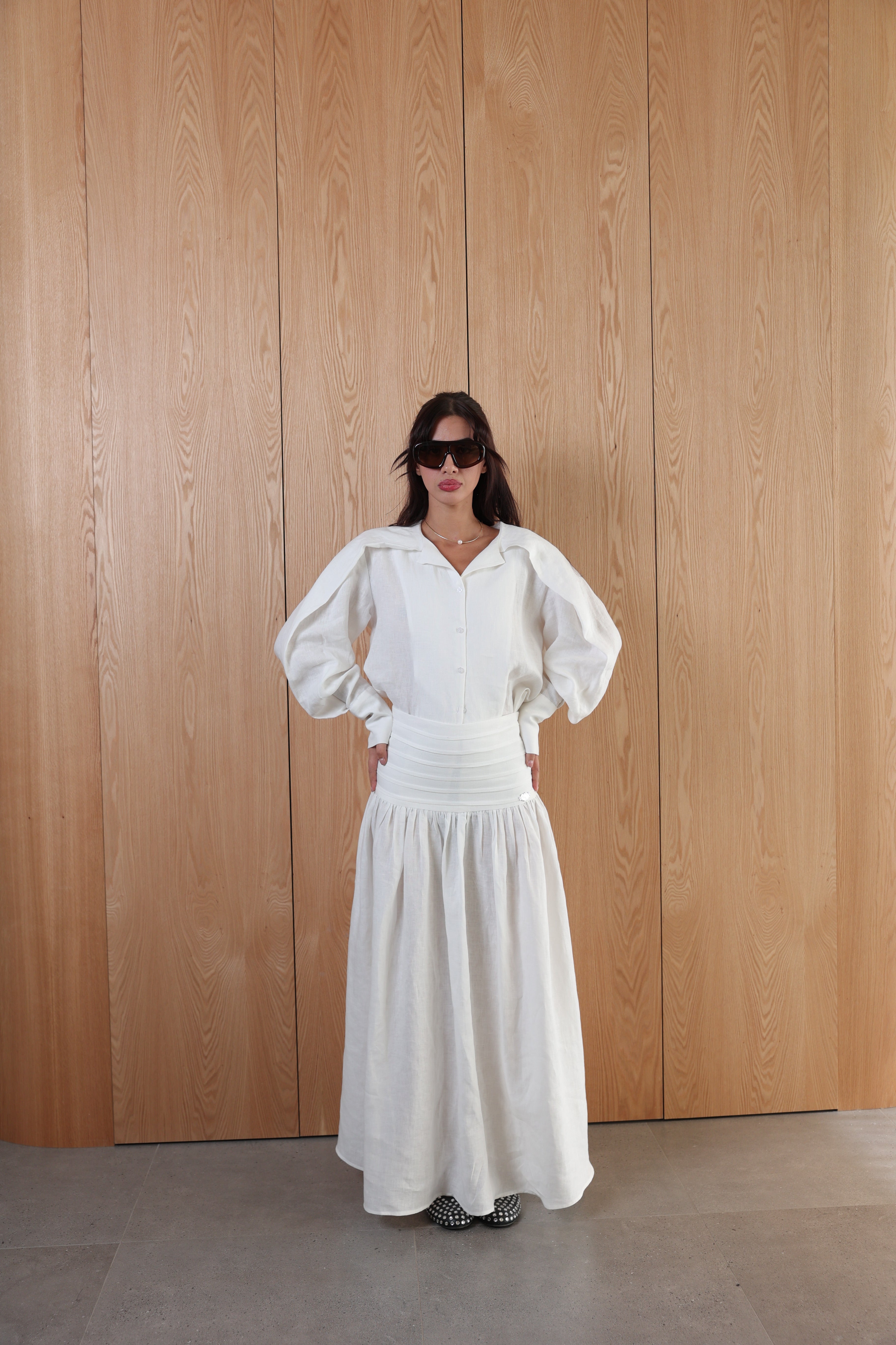 Linen shirt+skirt