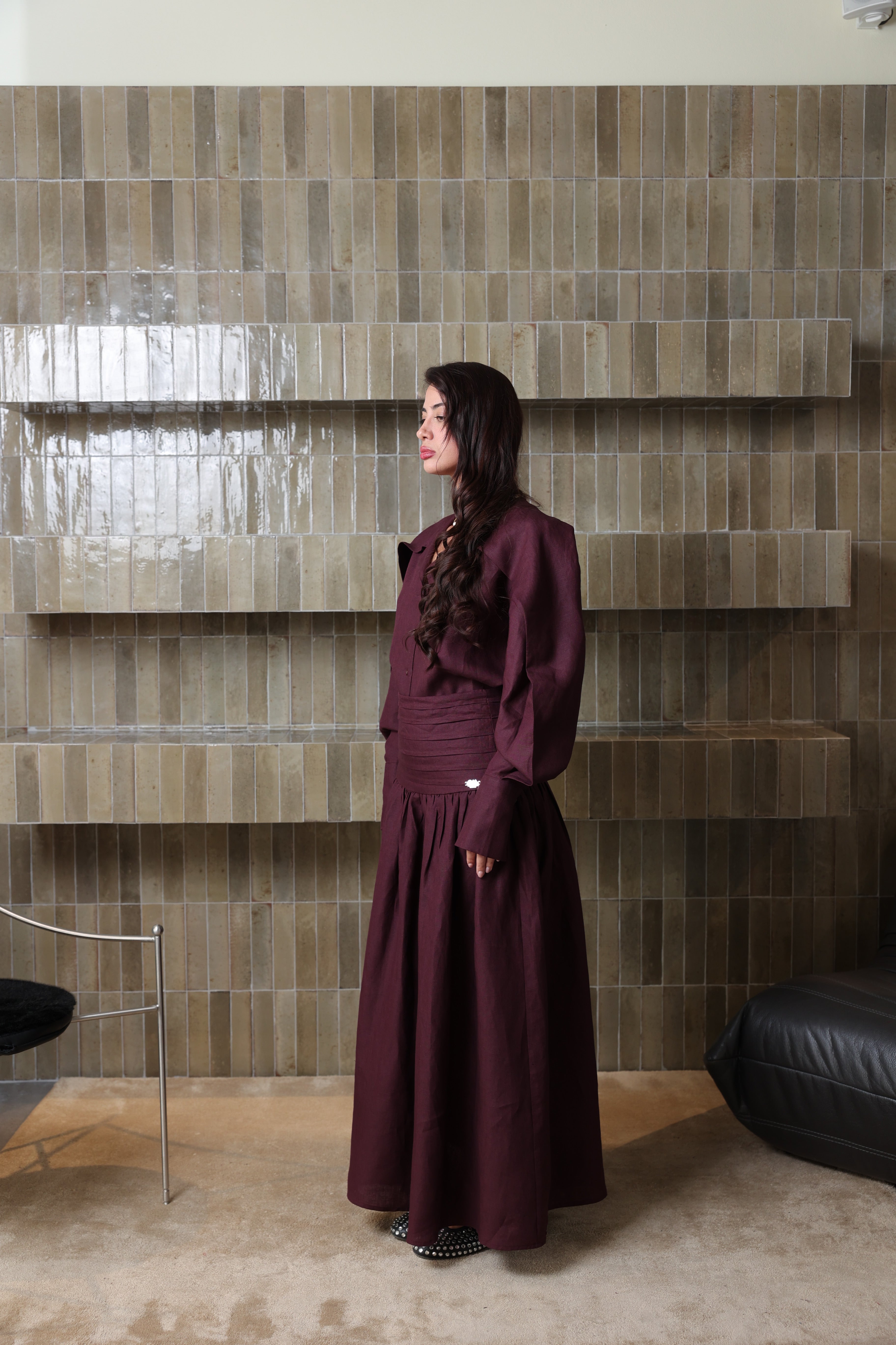 Linen shirt+skirt