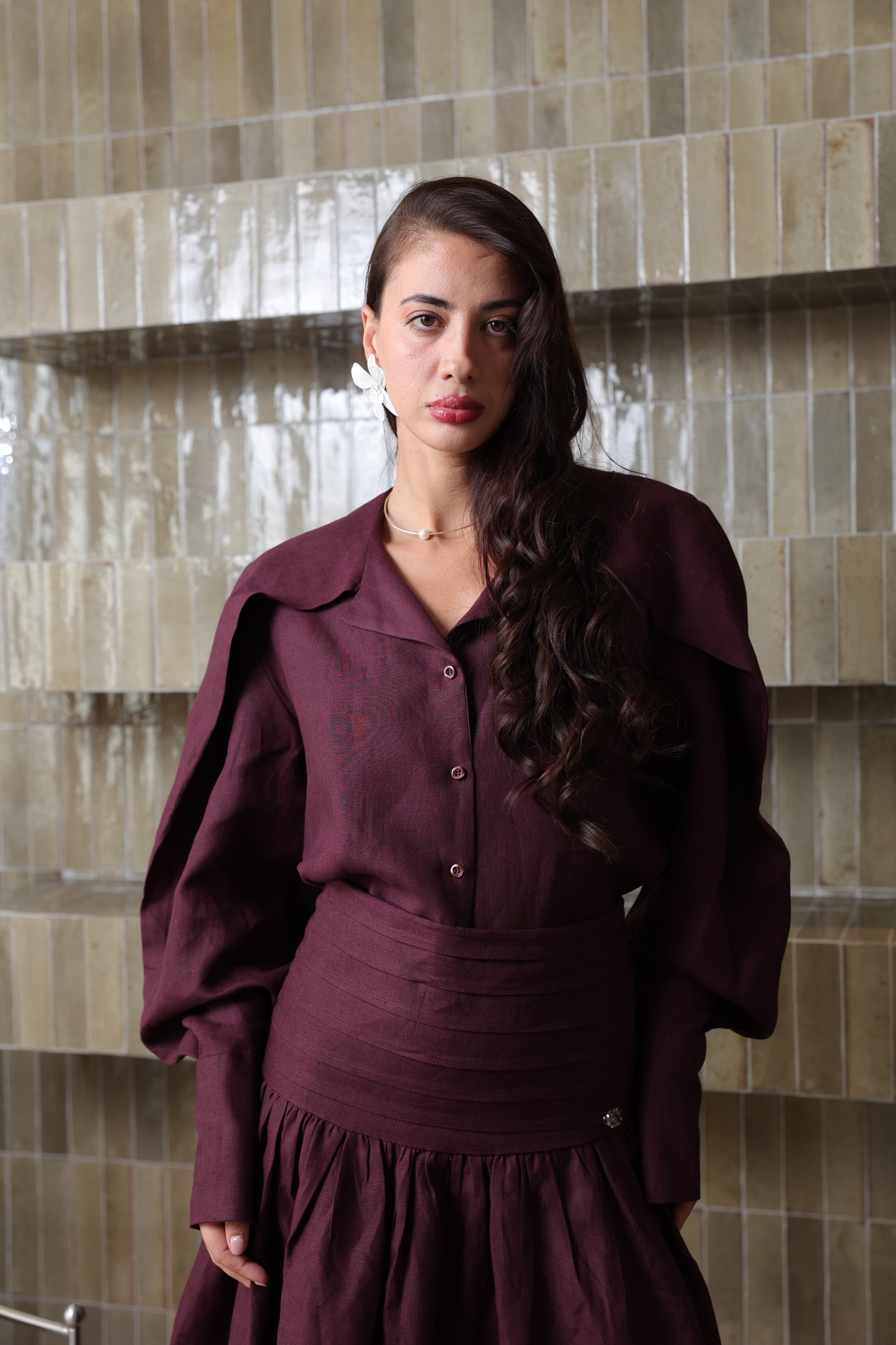 Linen shirt+skirt