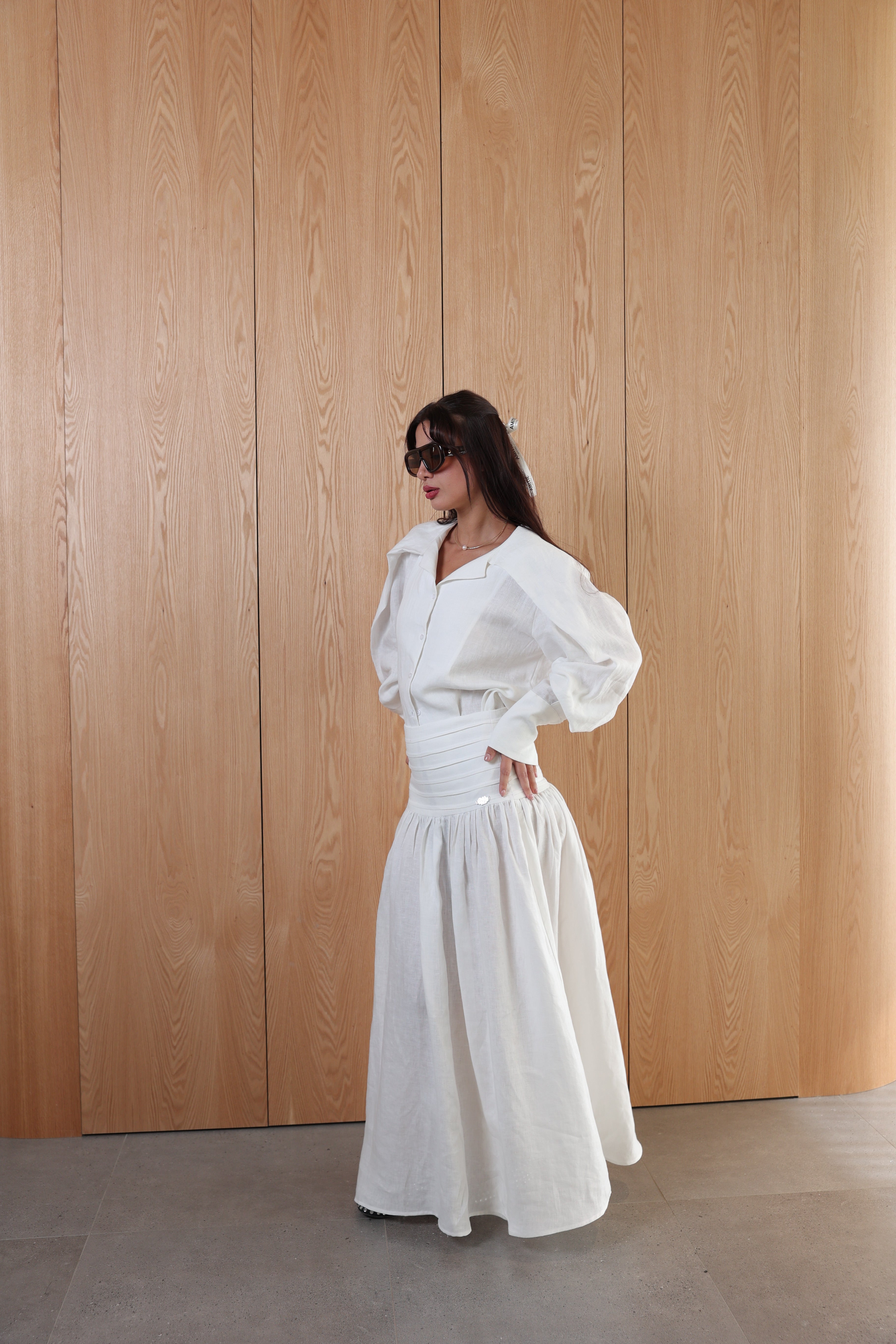 Linen shirt+skirt
