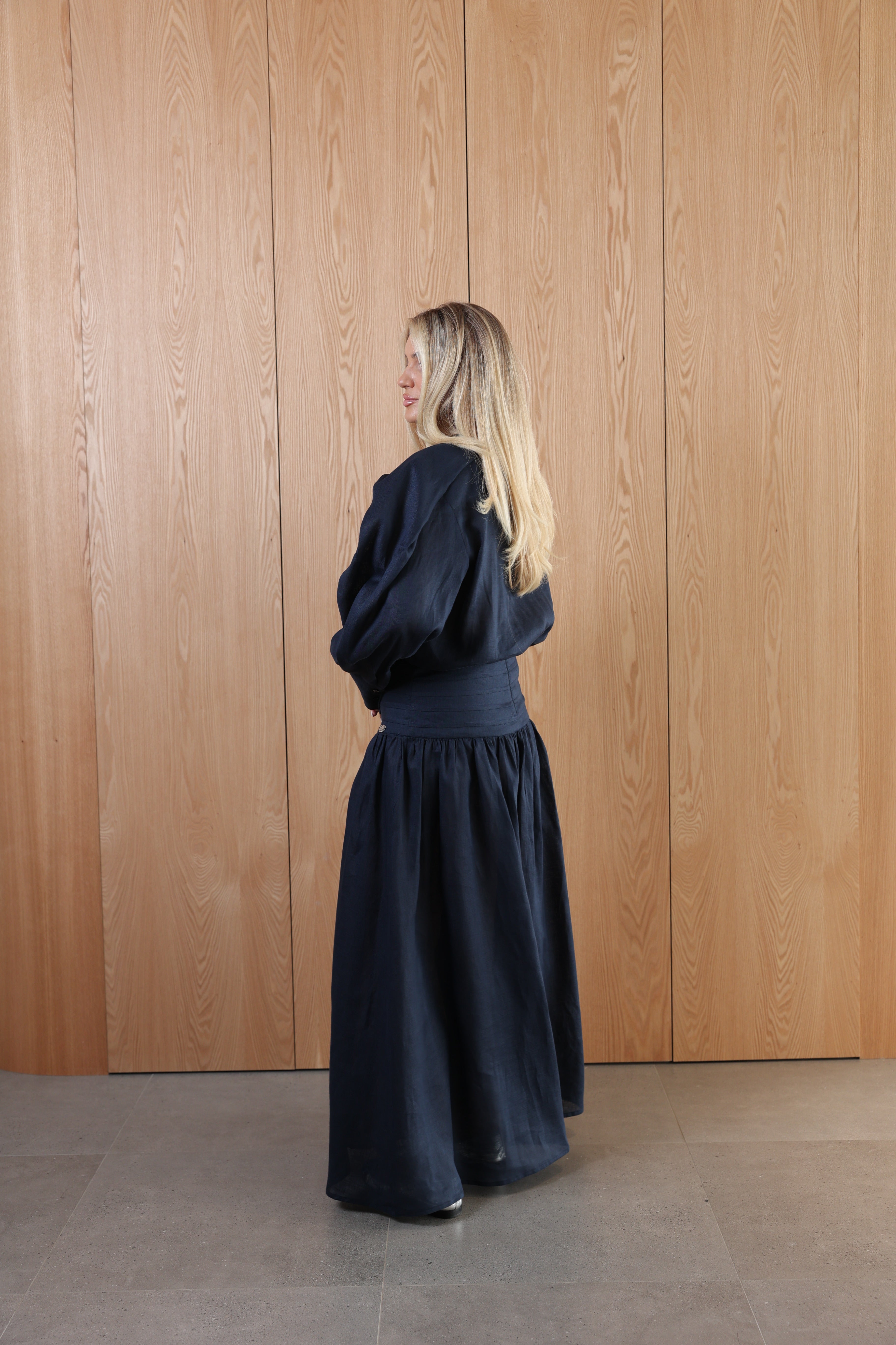 Linen shirt+skirt