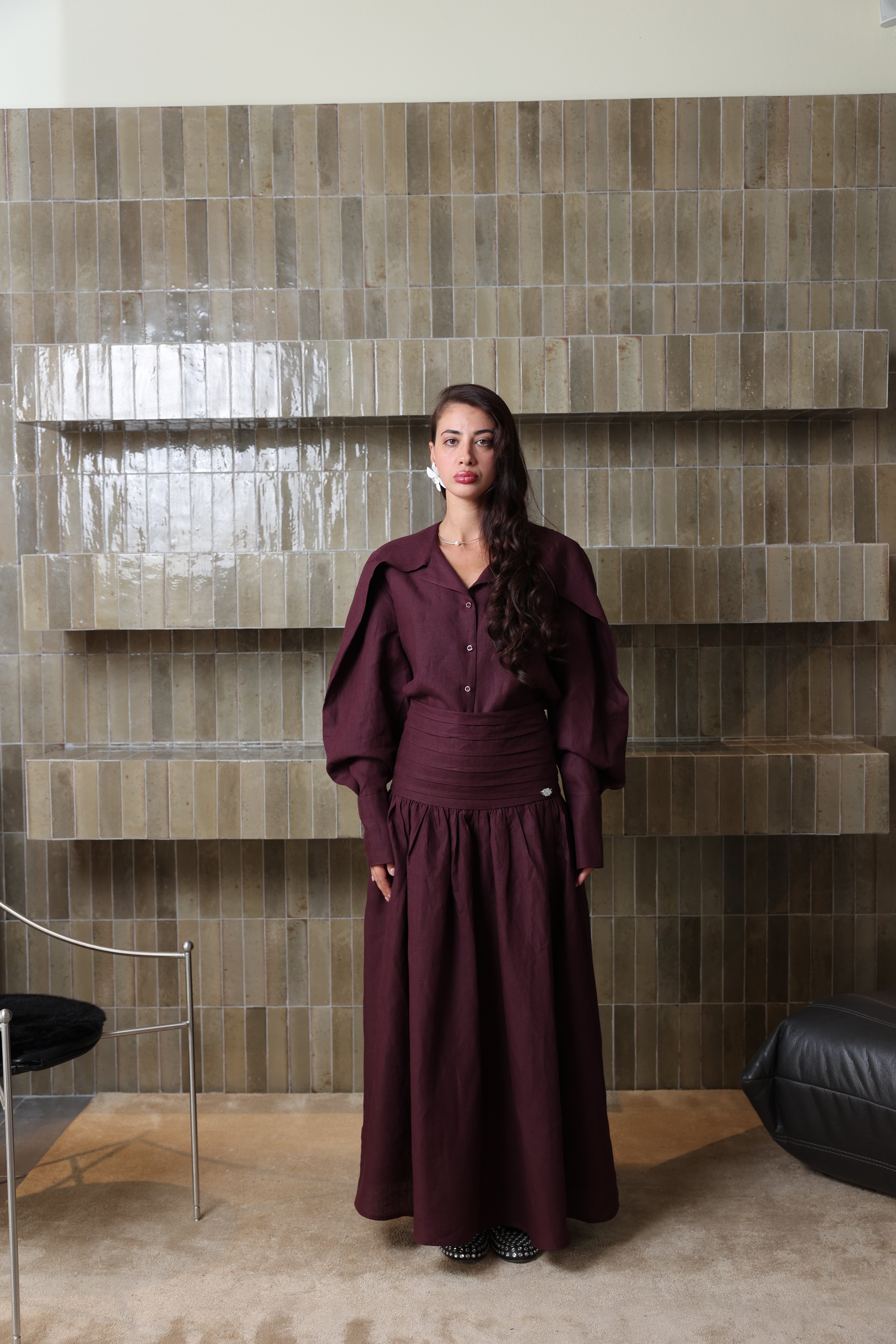 Linen shirt+skirt